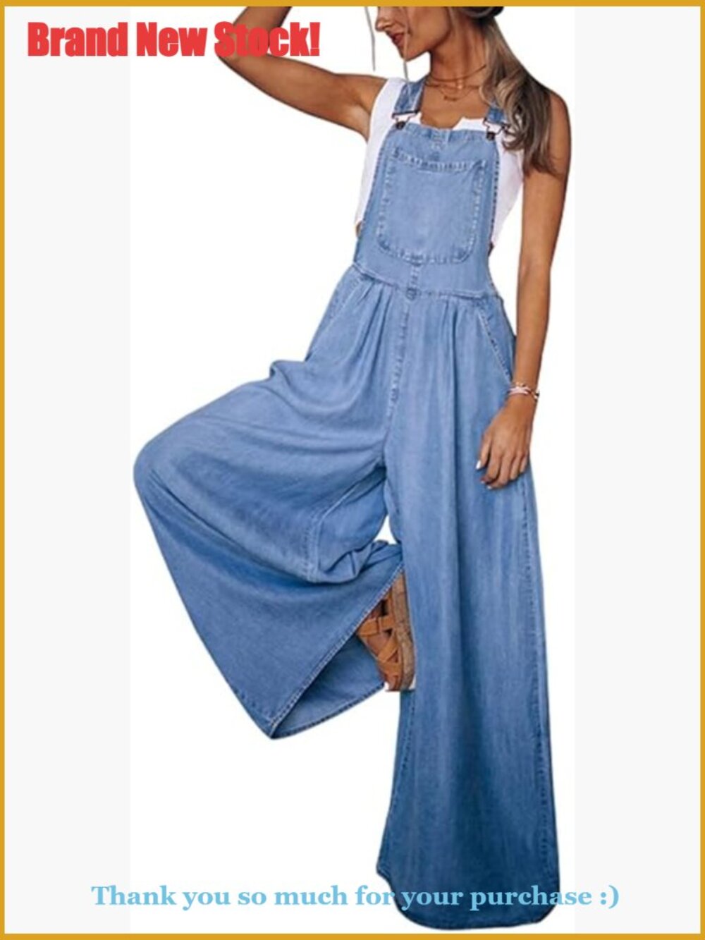Women's Loose Fit Denim Overalls with Adjustable Straps and Wide Leg